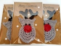 Rudolph Christmas card-cute-crochet christmas-reindeer-unique card-christmas card-handmade card-festive-holiday product logo