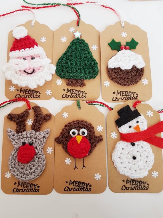 Techinal 100 Pieces Christmas Kraft Paper Gift Tags Snowman Santa