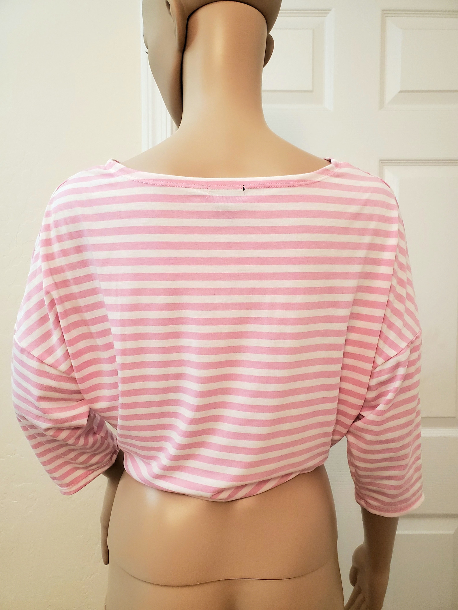 Playful Pink And White Striped Oversized T Shirt With Tie Etsy