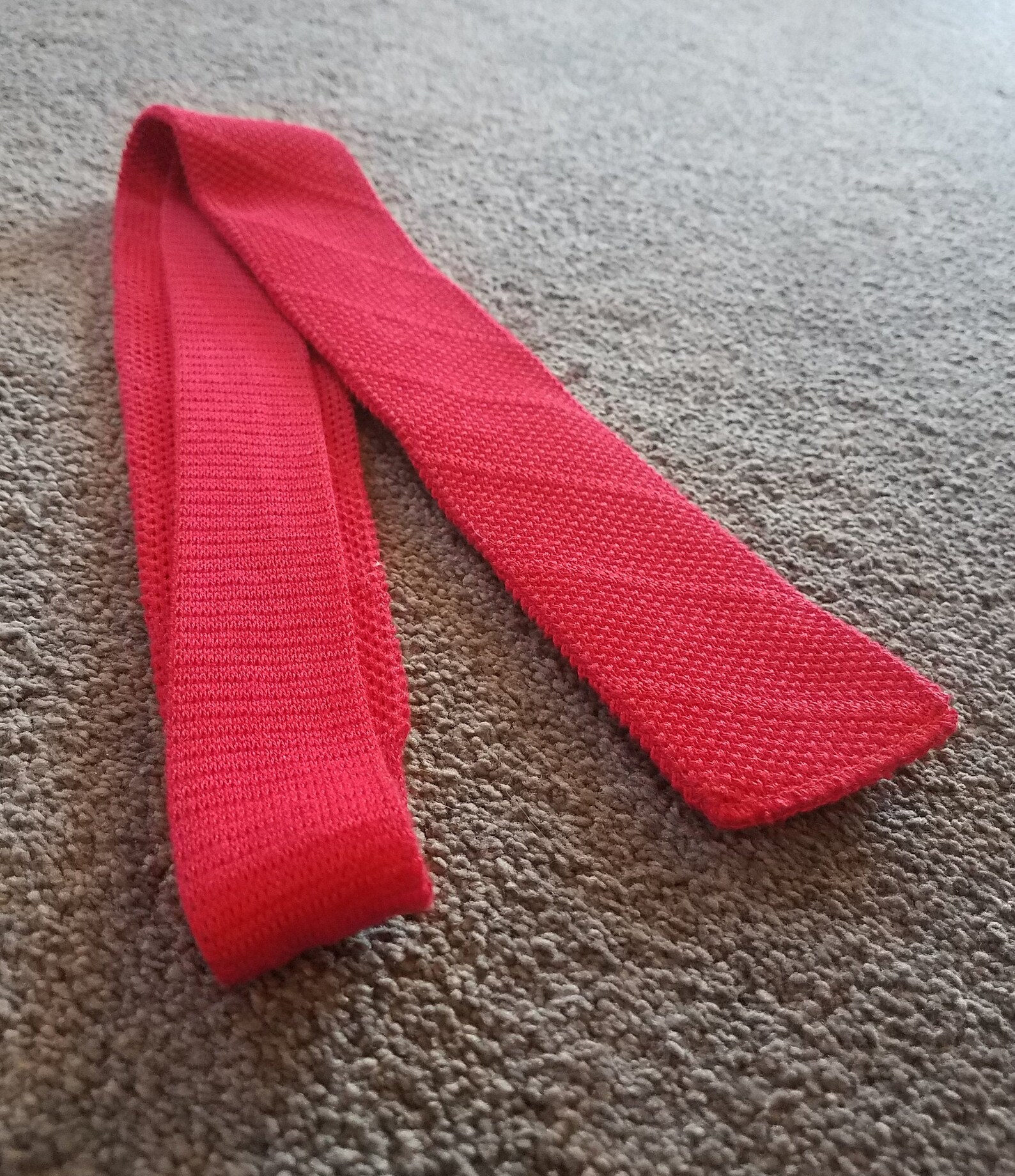 Vintage 100% Cotton Red Knit Square End Necktie Men's | Etsy
