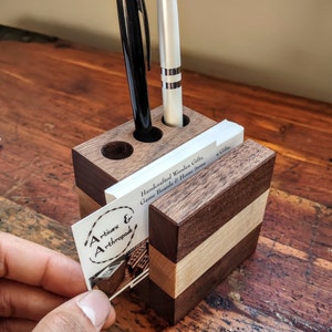 Combo Pen & Item Holder Handcrafted from Black Walnut and Maple