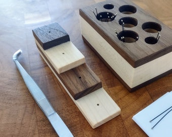 Insect Pinning Tools Handcrafted from Black Walnut and Maple - Optional Pins/Forceps