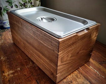 Walnut & Stainless Steel Deluxe (XL) Countertop Compost Bin Handcrafted