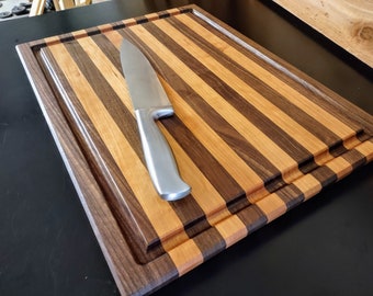 Cutting Board (Large) from Black Walnut and Cherry.  High Quality Heirloom Board Made in USA