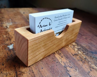 Cherry Business Card Holder - Made in USA from Quality Hardwood