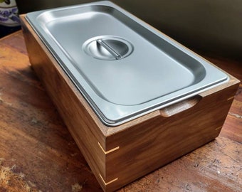 Handcrafted Walnut Compost Bin with Stainless Steel Insert