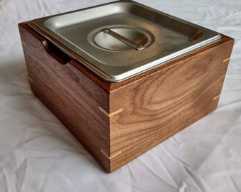 Walnut, Cherry & Stainless Steel Deluxe (Small) Countertop Compost Bin Handcrafted.  Insert Blocks Smell and Cleans Easily.