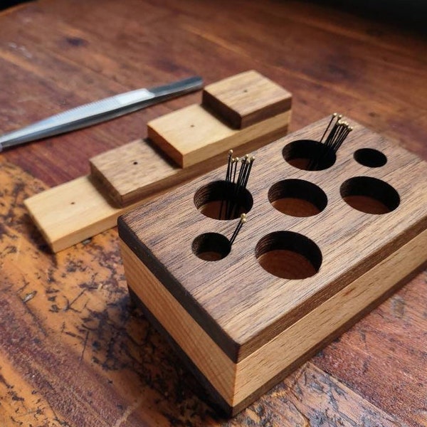 Insect Pinning Tools Handcrafted from Black Walnut and Beech