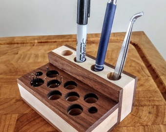 Insect Pinning Station Handcrafted from Black Walnut and Maple - Organize Pins, Forceps,Pens and More