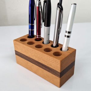 Pen Holder Handcrafted From Black Walnut & Cherry 6 Hole Fancy - Etsy