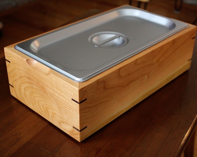 Cherry & Stainless Steel Deluxe (Large) Countertop Compost Bin Handcrafted