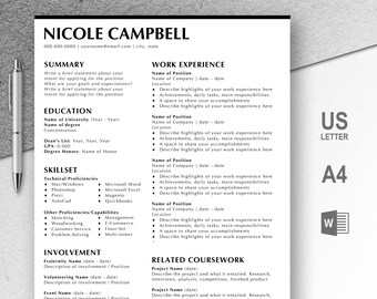one page resume etsy