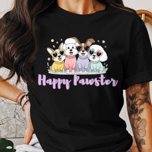 Cute Happy Pawster Dog Lover T-Shirt, Funny Puppy Shirt, Adorable Cartoon Dog Tee, Cute Dog Graphic Shirt, Animal Lovers Gift Tee