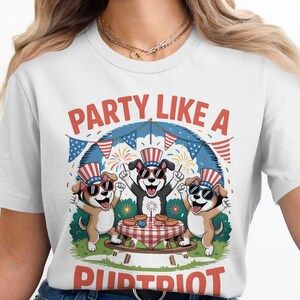 Festeggia come un burattino, maglietta patriottica per cani, maglietta per cuccioli del 4 luglio, maglietta per la celebrazione canina degli Stati Uniti, maglietta per gli amanti dei cani del Giorno dell&#39;Indipendenza
