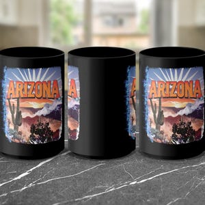 Arizona Grand Canyon Mug, Colorful Arizona Souvenir Mug, Vintage Travel Coffee Cup, Retro Arizona Landscape Mug, Cactus Design Mug