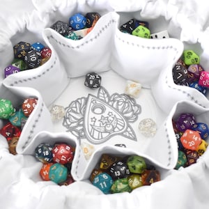 The Occultist&#39;s Dice Bag - 18 Set Embroidered Pocket Dice Bag | Holds 130 dice | DnD dice bag | Made to Order | Dungeons and Dragons