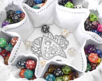 The Occultist's Dice Bag - 18 Dice Set Embroidered Pocket Dice Bag | Holds 130 dice | DnD dice bag | Made to Order | Dungeons and Dragons