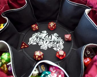 The Moonlit Lover's Dice Bag - 18 Dice Set Embroidered Pocket Dice Bag | Holds 130 dice | DnD dice bag | Dungeons and Dragons