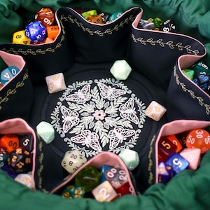 The Flame Chaser's Dice Bag - 18 Set Embroidered Pocket Dice Bag | Holds 130 dice | DnD dice bag | Made to Order | Dungeons and Dragons