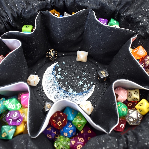 The Diviner's Dice Bag - Embroidered Medium Pocket Dice Bag | Holds 18 sets | DnD dice bag | Made to Order | Dungeons and Dragons