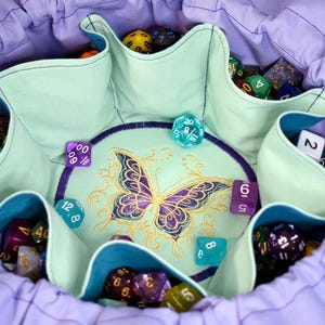The Collector's Dice Bag - 18 Set Embroidered Pocket Dice Bag | Holds 130 dice | DnD dice bag | Made to Order | Dungeons and Dragons