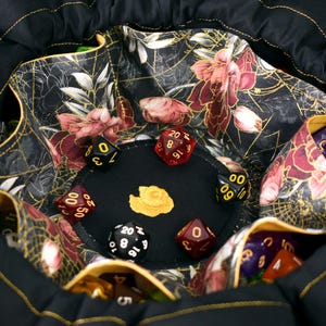 The Evening Rose&#39;s Dice Bag - 12 Set Pocket Dice Bag | Holds 84 dice | DnD dice bag | Made to Order | Dungeons and Dragons