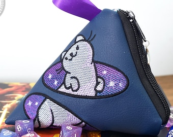 The Playful Messenger's Dice Bag - 12 Dice Set Embroidered Zippered Dice Bag | Holds 84 dice | DnD dice bag | Dungeons and Dragons