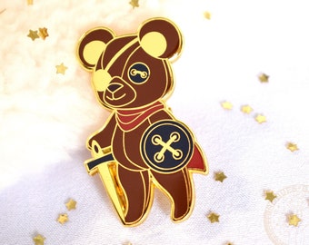 The Warrior Bear Enamel Pin - D&D Teddy Bear Hard Enamel Pin | Dungeons and Dragons Enamel Pin | Fighter | RPG | DnD Class Pin