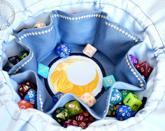 The Artist's Dice Bag - Embroidered Small Pocket Dice Bag | Holds 12 sets | DnD dice bag | Made to Order | Dungeons and Dragons