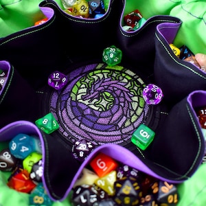 The Dragon Queen&#39;s Dice Bag - 18 Set Embroidered Pocket Dice Bag | Holds 130 dice | DnD dice bag | Made to Order | Dungeons and Dragons