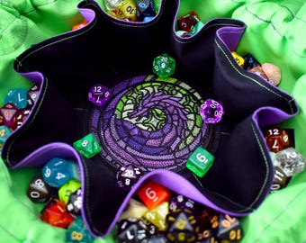 The Dragon Queen's Dice Bag - 18 Dice Set Embroidered Pocket Dice Bag | Holds 130 dice | DnD dice bag | Made to Order | Dungeons and Dragons