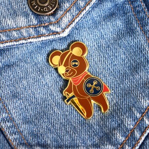 The Warrior Bear Enamel Pin D&D Teddy Bear Hard Enamel Pin Dungeons and Dragons Enamel Pin Fighter RPG DnD Class Pin image 3