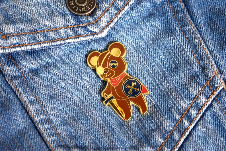 The Warrior Bear Enamel Pin D&D Teddy Bear Hard Enamel Pin Dungeons and Dragons Enamel Pin Fighter RPG DnD Class Pin image 3