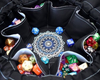 The Night Dancer's Dice Bag - Embroidered Medium Pocket Dice Bag | Holds 18 sets | DnD dice bag | Made to Order | Dungeons and Dragons