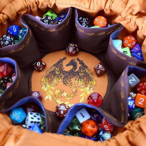 The Autumn Spirit's Dice Bag - Bestickte mittlere Taschenwürfeltasche | Hält 18 Sets | DnD Würfel Tasche | Auf Bestellung | Verliese und Drachen