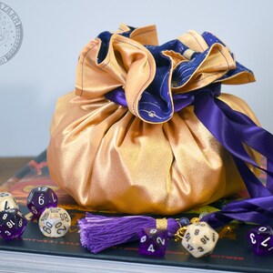 The Star Charter's Dice Bag Embroidered Medium Pocket Dice Bag Holds 18 sets DnD dice bag Made to Order Dungeons and Dragons image 2