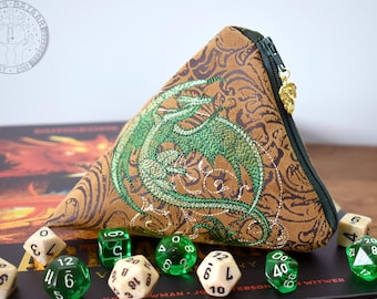 The Dragon Druid's Dice Bag - 12 Dice Set Embroidered Zippered Dice Bag | Holds 84 dice | DnD dice bag | Dungeons and Dragons