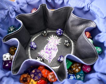 The Lampworker's Dice Bag - 18 Dice Set Embroidered Pocket Dice Bag | Holds 130 dice | Made to Order | Dungeons and Dragons