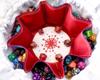 The Mars Warrior's Dice Bag  - Embroidered Pocketed Dice Bag | Two Sizes: Holds 18 sets or 12 sets | Made to Order | Dungeons and Dragons