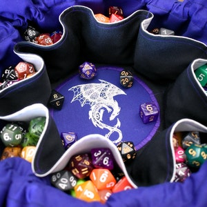 The Dragon Guard&#39;s Dice Bag - 18 Set Embroidered Pocket Dice Bag | Holds 130 dice | DnD dice bag | Made to Order | Dungeons and Dragons