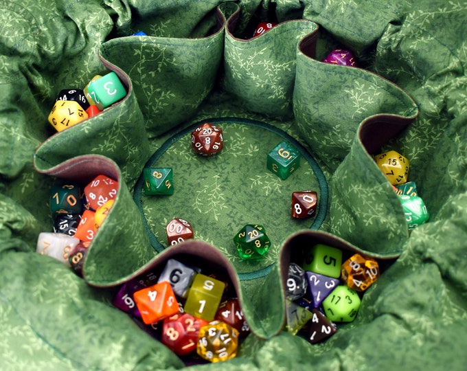 The Vine Singer's Dice Bag - Pocketed Dice Bag | Two Sizes: Holds 18 sets or 12 sets | DnD dice bag | Made to Order | Dungeons and Dragons