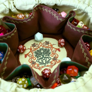 The Summer Gardener&#39;s Dice Bag - 18 Set Embroidered Pocket Dice Bag | Holds 130 dice | DnD dice bag | Made to Order | Dungeons and Dragons
