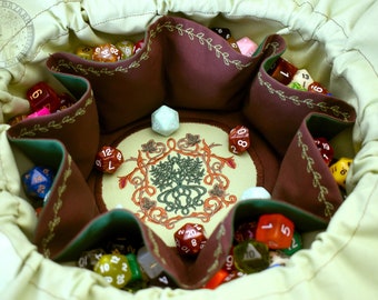 The Summer Gardener's Dice Bag - 18 Dice Set Embroidered Pocket Dice Bag | Holds 130 dice | DnD dice bag | Dungeons and Dragons