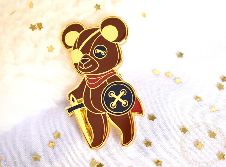 The Warrior Bear Enamel Pin D&D Teddy Bear Hard Enamel Pin Dungeons and Dragons Enamel Pin Fighter RPG DnD Class Pin image 1