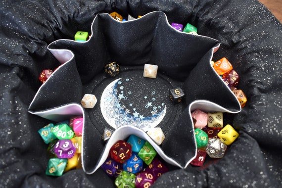The Diviner's Dice Bag - 18 Set Embroidered Pocket Dice Bag | Holds 130 dice | Dungeons and Dragons