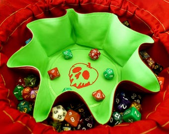 The Poison Apple Dice Bag - Embroidered Pocket Dice Bag | Two Sizes: Holds 18 sets or 12 sets | DnD dice bag | Made to Order