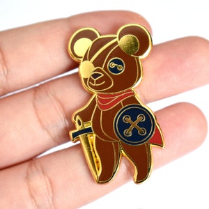 The Warrior Bear Enamel Pin D&D Teddy Bear Hard Enamel Pin Dungeons and Dragons Enamel Pin Fighter RPG DnD Class Pin image 2