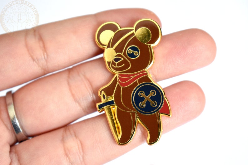 The Warrior Bear Enamel Pin D&D Teddy Bear Hard Enamel Pin Dungeons and Dragons Enamel Pin Fighter RPG DnD Class Pin image 2