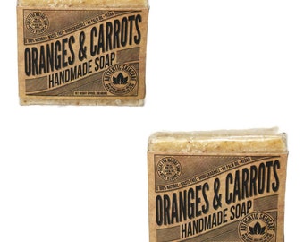 Pack of 2 Oranges & Carrots Jojoba soap face/body - collagen boosting, anti-aging, antioxidants, deep cleanse, sensitive skin, moisturising