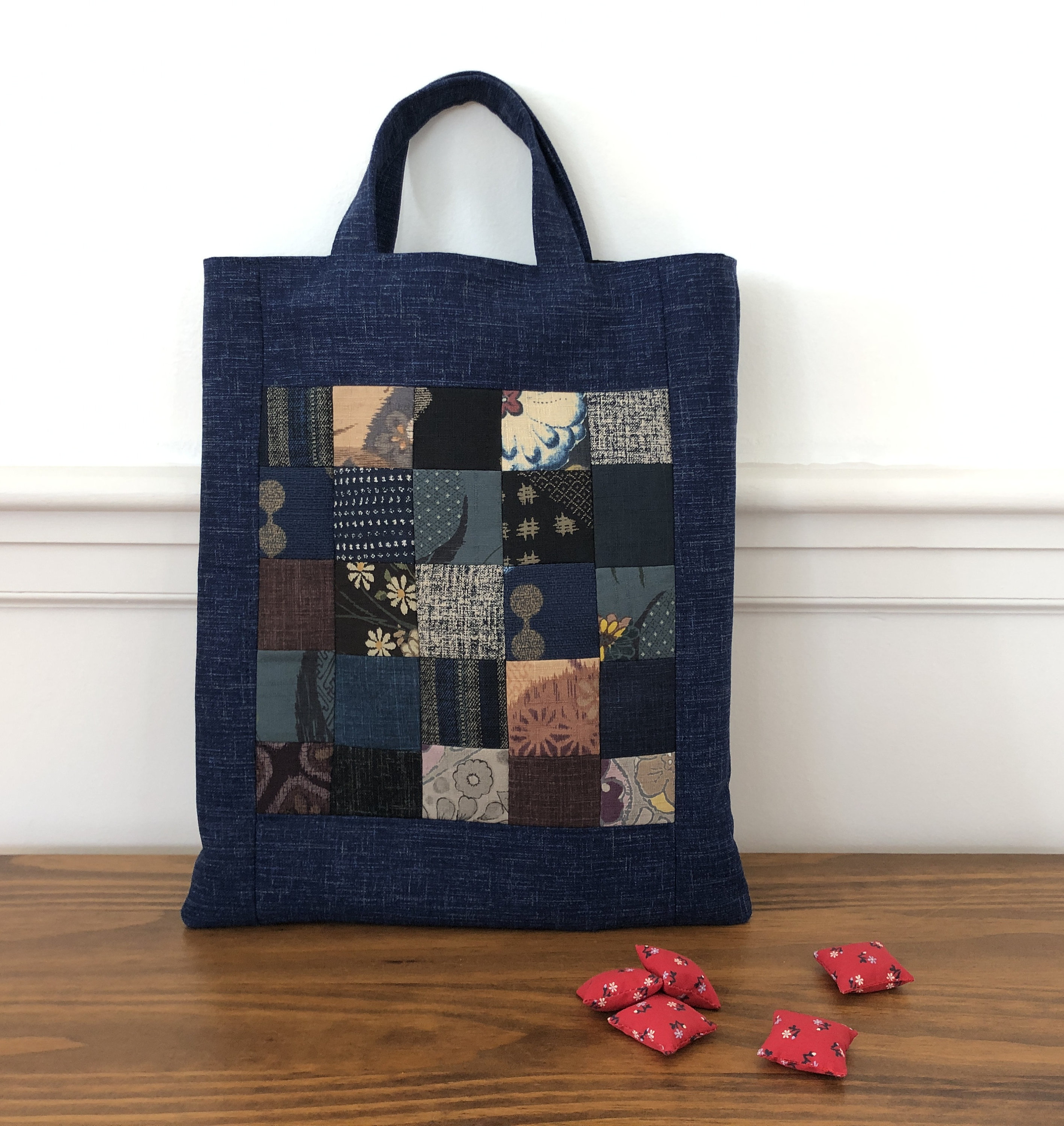 Patchwork Tote Bag | Textured Japanese Fabric | Traditional